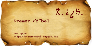 Kremer Ábel névjegykártya